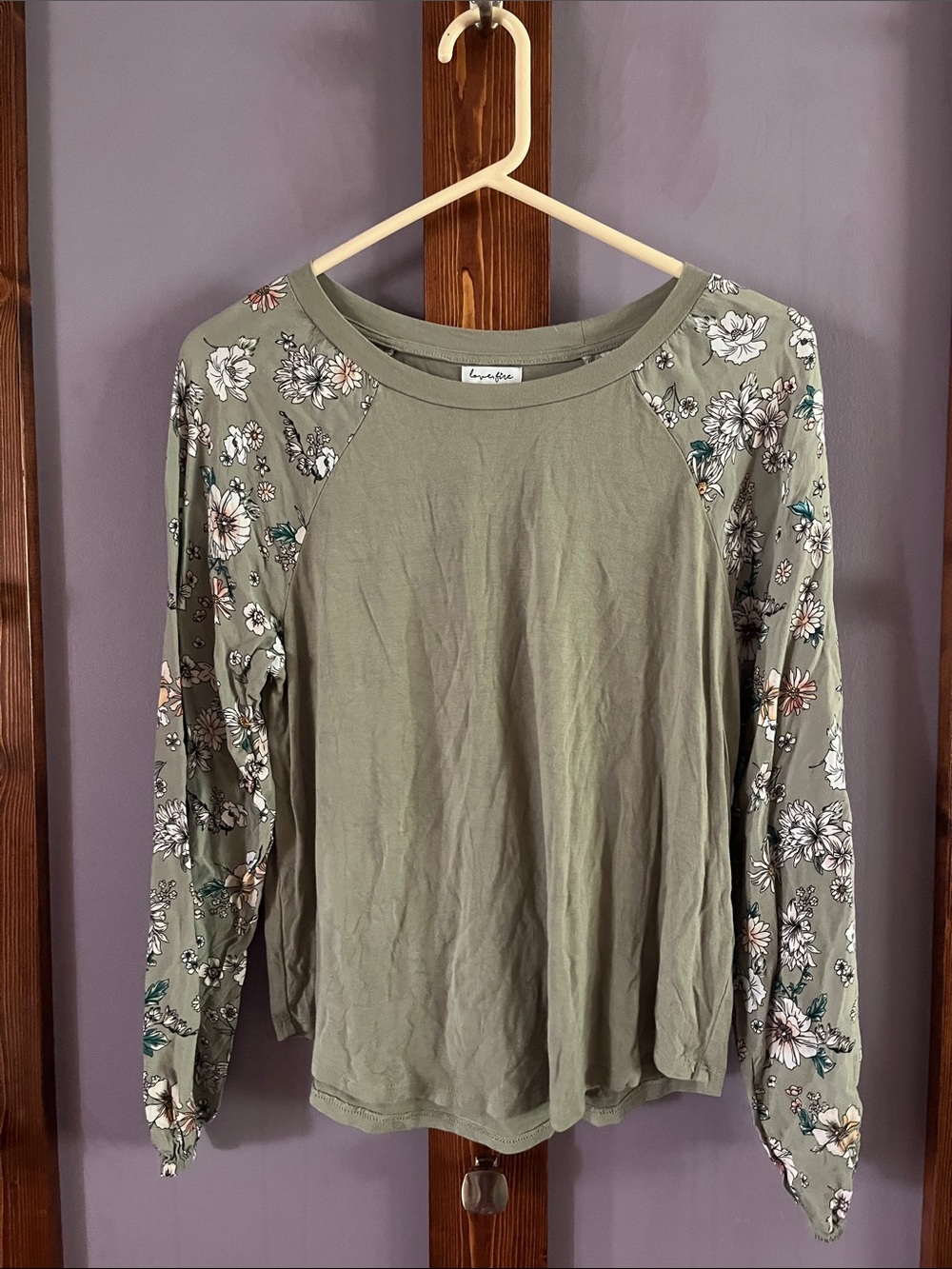 Love Fire Olive Floral Long Sleeve Tee